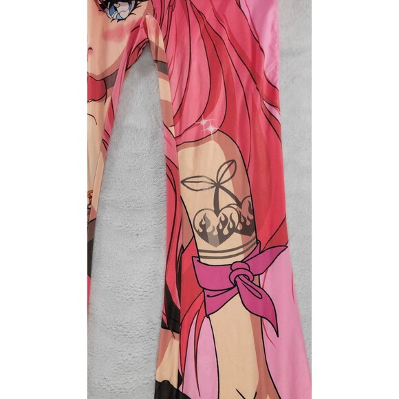 Shein Women's Pink Anime Girl Print Flared Leggings High Waist Size Medium NWT - Picture 7 of 9